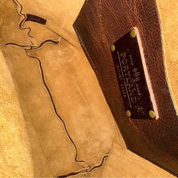Portland Leather Goods Brown Leather North South Tote Bag - Picture 3 of 7